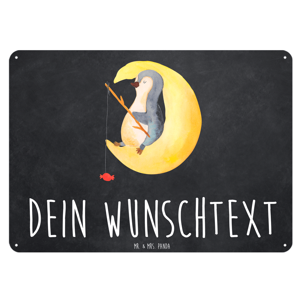 Personalisiertes Blechschild Pinguin Mond Blechschild, Metallschild, Geschenk Schild, Schild, Magnet-Metall-Schild, Deko Schild, Wandschild, Wand-Dekoration, Türschild, Pinguin, Pinguine, Spruch, schlafen, Nachtruhe, Einschlafen, Schlafzimmer, Schlafstörungen, Gästezimmer