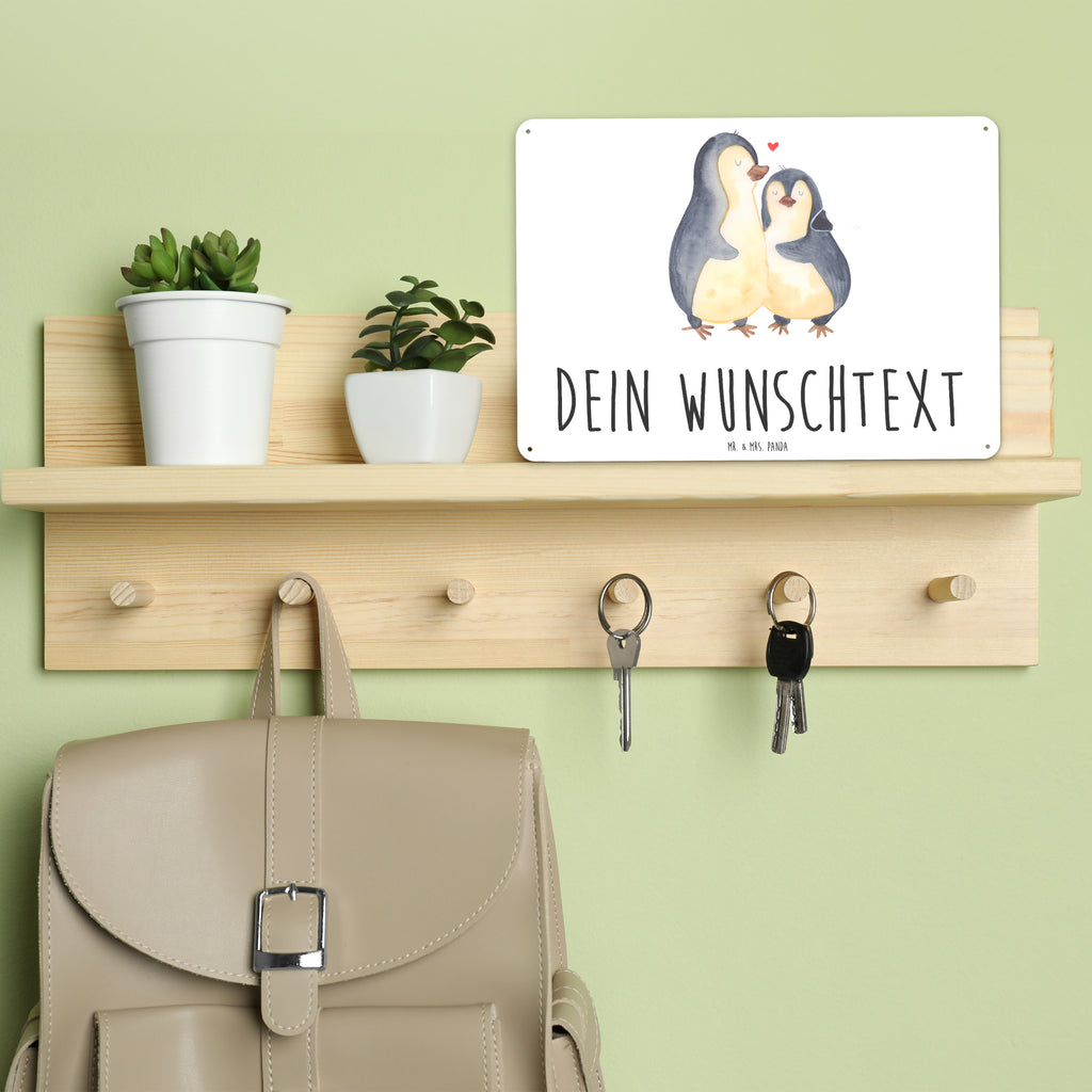 Personalisiertes Blechschild Pinguin umarmend Blechschild, Metallschild, Geschenk Schild, Schild, Magnet-Metall-Schild, Deko Schild, Wandschild, Wand-Dekoration, Türschild, Pinguin, Liebe, Liebespaar, Liebesbeweis, Liebesgeschenk, Verlobung, Jahrestag, Hochzeitstag, Hochzeit, Hochzeitsgeschenk
