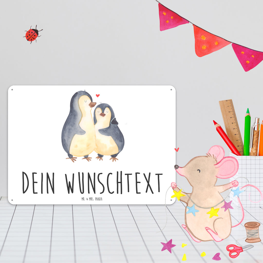 Personalisiertes Blechschild Pinguin umarmend Blechschild, Metallschild, Geschenk Schild, Schild, Magnet-Metall-Schild, Deko Schild, Wandschild, Wand-Dekoration, Türschild, Pinguin, Liebe, Liebespaar, Liebesbeweis, Liebesgeschenk, Verlobung, Jahrestag, Hochzeitstag, Hochzeit, Hochzeitsgeschenk