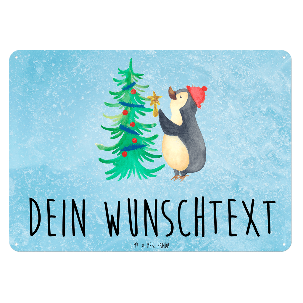 Personalisiertes Blechschild Pinguin Weihnachtsbaum Blechschild, Metallschild, Geschenk Schild, Schild, Magnet-Metall-Schild, Deko Schild, Wandschild, Wand-Dekoration, Türschild, Winter, Weihnachten, Weihnachtsdeko, Nikolaus, Advent, Heiligabend, Wintermotiv, Pinguin
