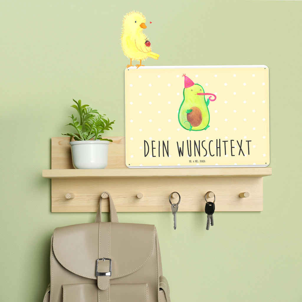 Personalisiertes Blechschild Avocado Partyhupe Blechschild, Metallschild, Geschenk Schild, Schild, Magnet-Metall-Schild, Deko Schild, Wandschild, Wand-Dekoration, Türschild, Avocado, Veggie, Vegan, Gesund, Party, Feierlichkeit, Feier, Fete, Geburtstag, Gute Laune, Tröte