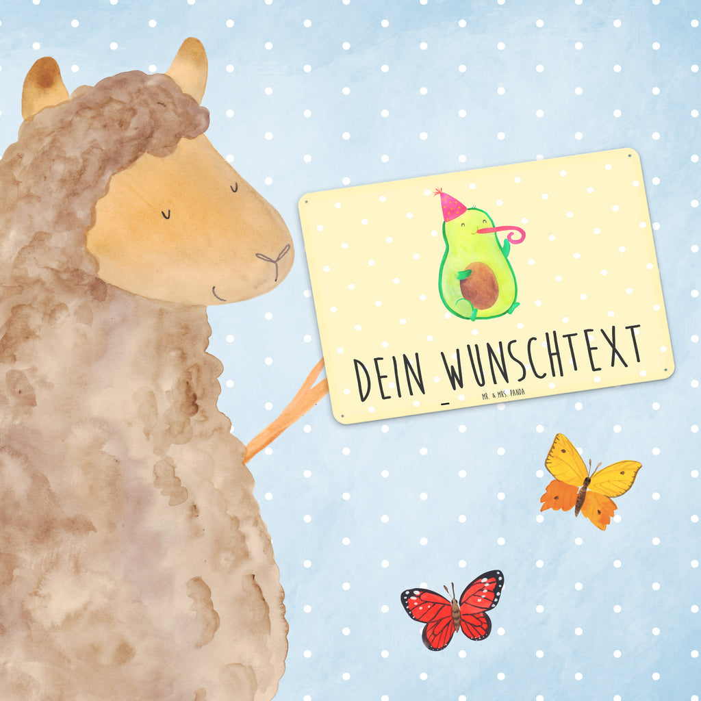 Personalisiertes Blechschild Avocado Partyhupe Blechschild, Metallschild, Geschenk Schild, Schild, Magnet-Metall-Schild, Deko Schild, Wandschild, Wand-Dekoration, Türschild, Avocado, Veggie, Vegan, Gesund, Party, Feierlichkeit, Feier, Fete, Geburtstag, Gute Laune, Tröte