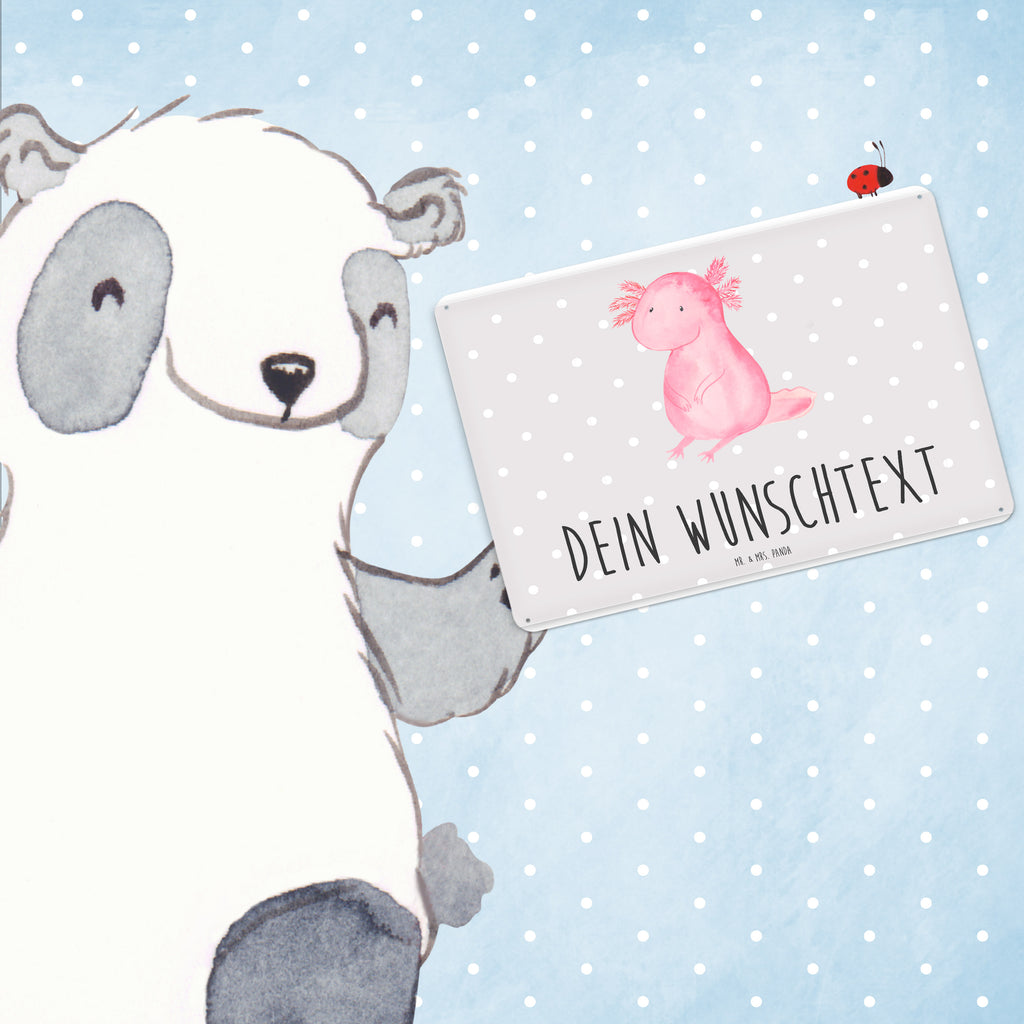 Personalisiertes Blechschild Axolotl Blechschild, Metallschild, Geschenk Schild, Schild, Magnet-Metall-Schild, Deko Schild, Wandschild, Wand-Dekoration, Türschild, Axolotl, Molch, Axolot, vergnügt, fröhlich, zufrieden, Lebensstil, Weisheit, Lebensweisheit, Liebe, Freundin