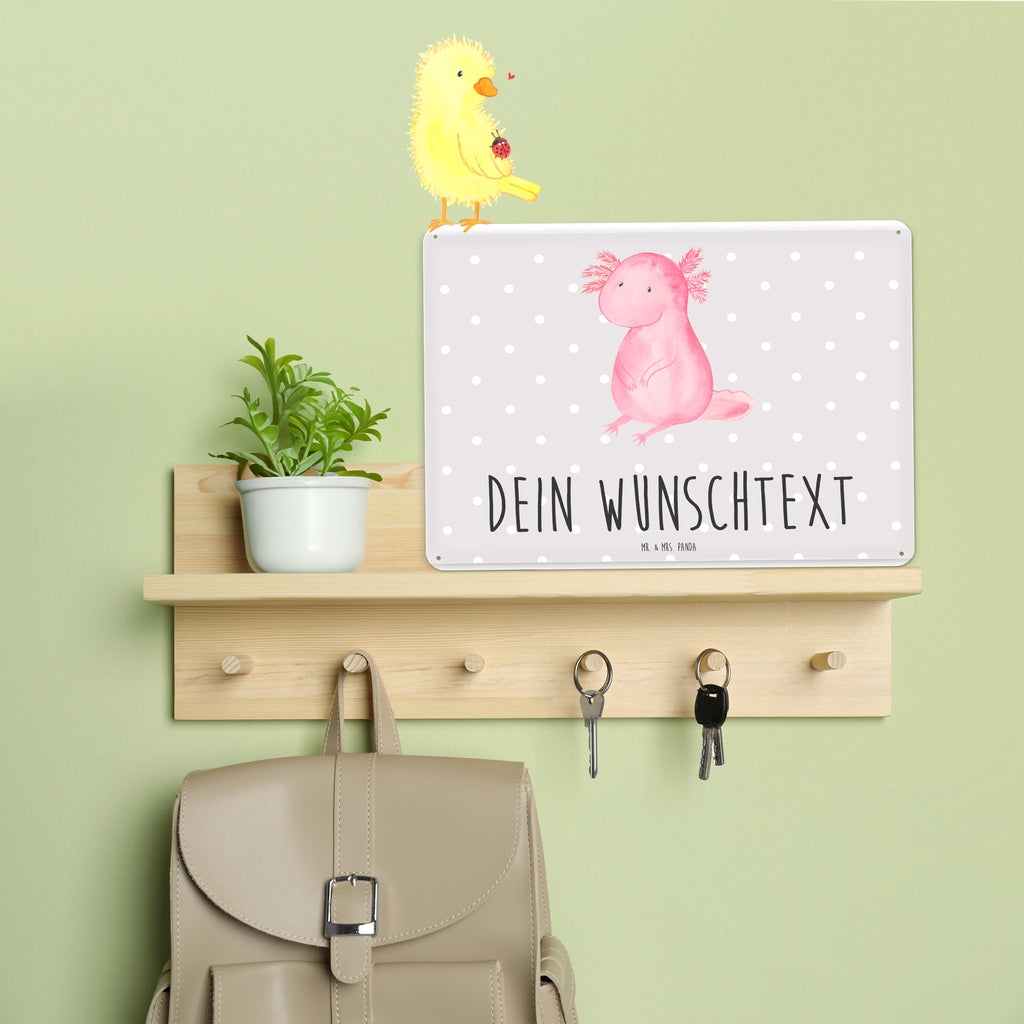 Personalisiertes Blechschild Axolotl Blechschild, Metallschild, Geschenk Schild, Schild, Magnet-Metall-Schild, Deko Schild, Wandschild, Wand-Dekoration, Türschild, Axolotl, Molch, Axolot, vergnügt, fröhlich, zufrieden, Lebensstil, Weisheit, Lebensweisheit, Liebe, Freundin