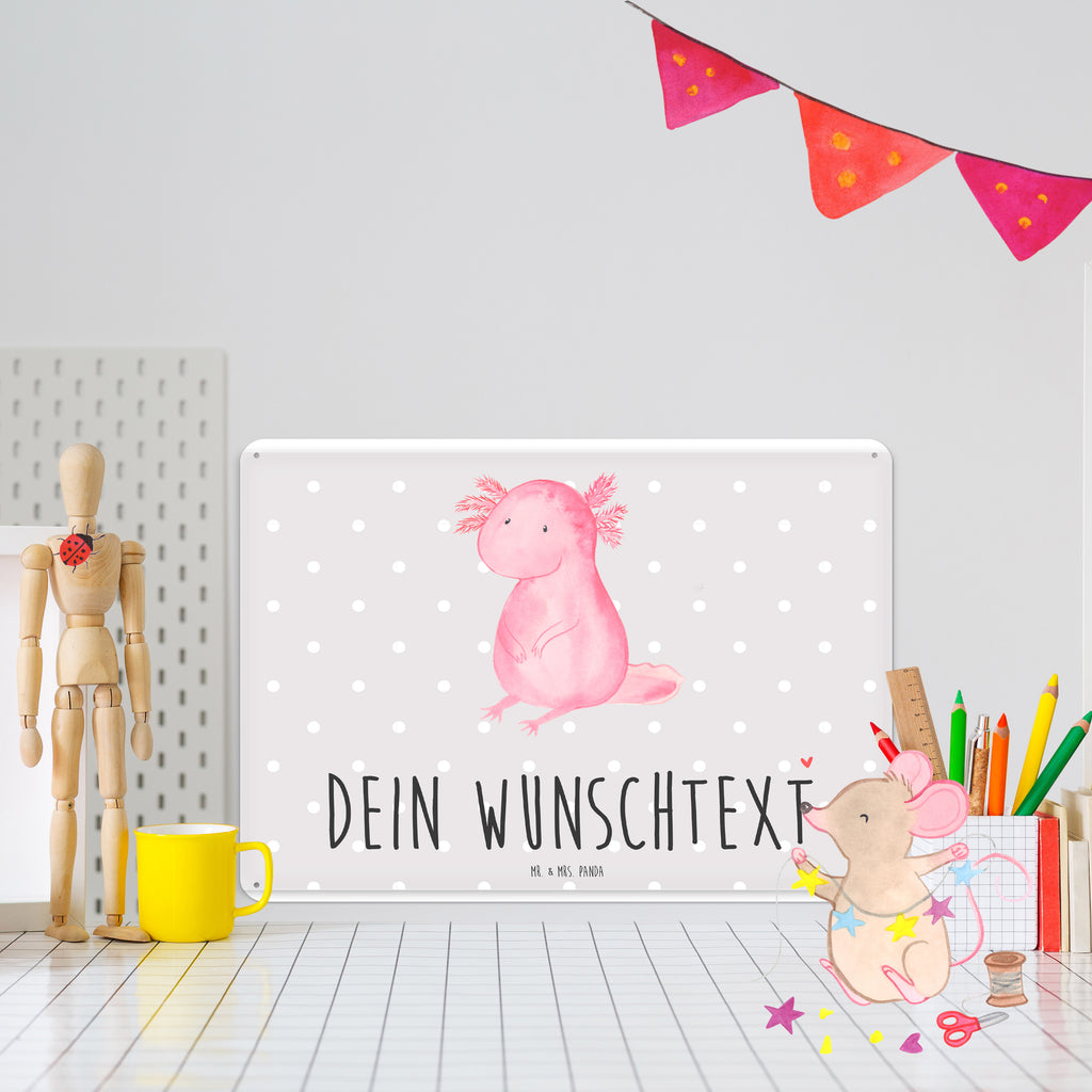 Personalisiertes Blechschild Axolotl Blechschild, Metallschild, Geschenk Schild, Schild, Magnet-Metall-Schild, Deko Schild, Wandschild, Wand-Dekoration, Türschild, Axolotl, Molch, Axolot, vergnügt, fröhlich, zufrieden, Lebensstil, Weisheit, Lebensweisheit, Liebe, Freundin