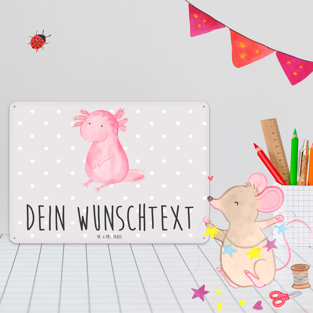 Personalisiertes Blechschild Axolotl Blechschild, Metallschild, Geschenk Schild, Schild, Magnet-Metall-Schild, Deko Schild, Wandschild, Wand-Dekoration, Türschild, Axolotl, Molch, Axolot, vergnügt, fröhlich, zufrieden, Lebensstil, Weisheit, Lebensweisheit, Liebe, Freundin