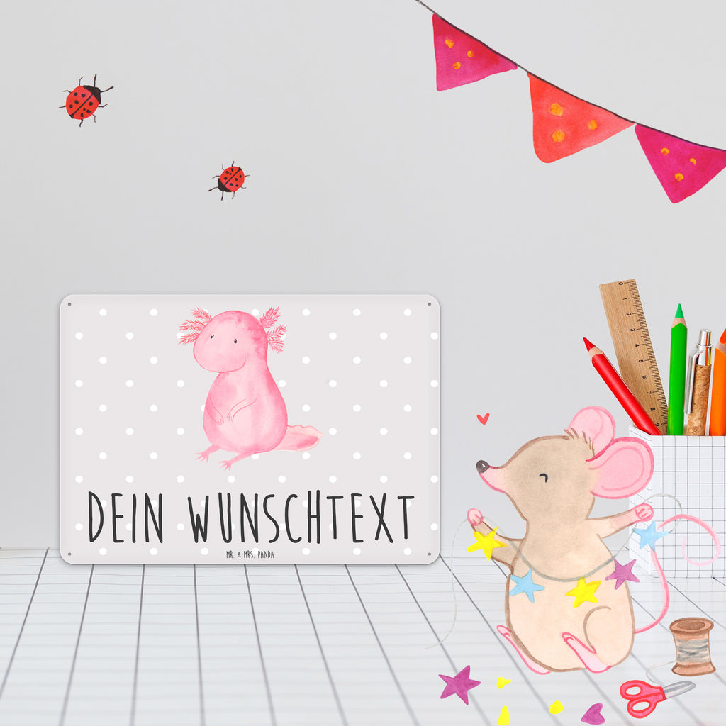 Personalisiertes Blechschild Axolotl Blechschild, Metallschild, Geschenk Schild, Schild, Magnet-Metall-Schild, Deko Schild, Wandschild, Wand-Dekoration, Türschild, Axolotl, Molch, Axolot, vergnügt, fröhlich, zufrieden, Lebensstil, Weisheit, Lebensweisheit, Liebe, Freundin