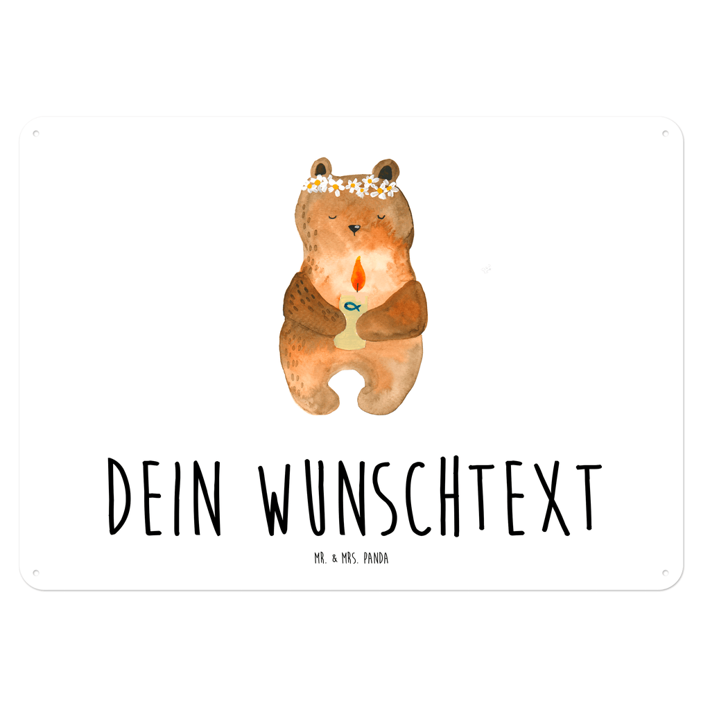 Personalisiertes Blechschild Kommunion-Bär Blechschild, Metallschild, Geschenk Schild, Schild, Magnet-Metall-Schild, Deko Schild, Wandschild, Wand-Dekoration, Türschild, Bär, Teddy, Teddybär, Kommunion, Gottes Segen, Taufkerze, katholisch
