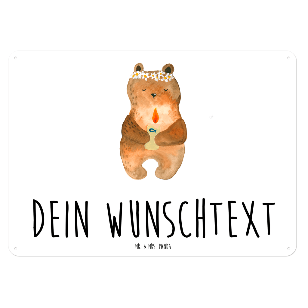 Personalisiertes Blechschild Kommunion-Bär Blechschild, Metallschild, Geschenk Schild, Schild, Magnet-Metall-Schild, Deko Schild, Wandschild, Wand-Dekoration, Türschild, Bär, Teddy, Teddybär, Kommunion, Gottes Segen, Taufkerze, katholisch