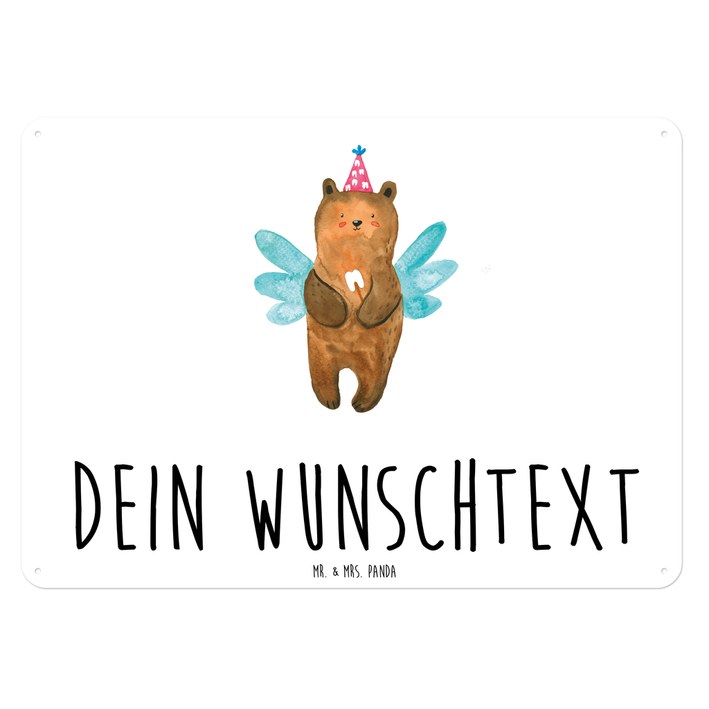 Personalisiertes Blechschild Zahnfee Bär Blechschild, Metallschild, Geschenk Schild, Schild, Magnet-Metall-Schild, Deko Schild, Wandschild, Wand-Dekoration, Türschild, Bär, Teddy, Teddybär, Zahnfee, Fee, Milchzahn, Erster Zahn