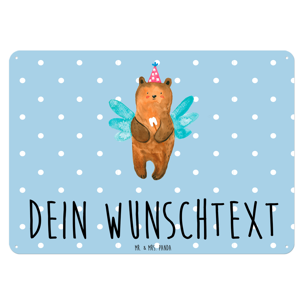 Personalisiertes Blechschild Zahnfee Bär Blechschild, Metallschild, Geschenk Schild, Schild, Magnet-Metall-Schild, Deko Schild, Wandschild, Wand-Dekoration, Türschild, Bär, Teddy, Teddybär, Zahnfee, Fee, Milchzahn, Erster Zahn