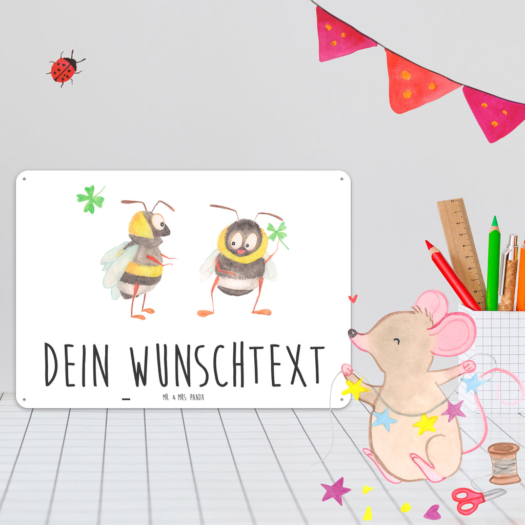 Personalisiertes Blechschild Hummeln mit Kleeblatt Blechschild, Metallschild, Geschenk Schild, Schild, Magnet-Metall-Schild, Deko Schild, Wandschild, Wand-Dekoration, Türschild, Tiermotive, Gute Laune, lustige Sprüche, Tiere, Hummel, Biene, Spruch positiv, Biene Deko, Spruch schön, glücklich sein, glücklich werden, Spruch fröhlich