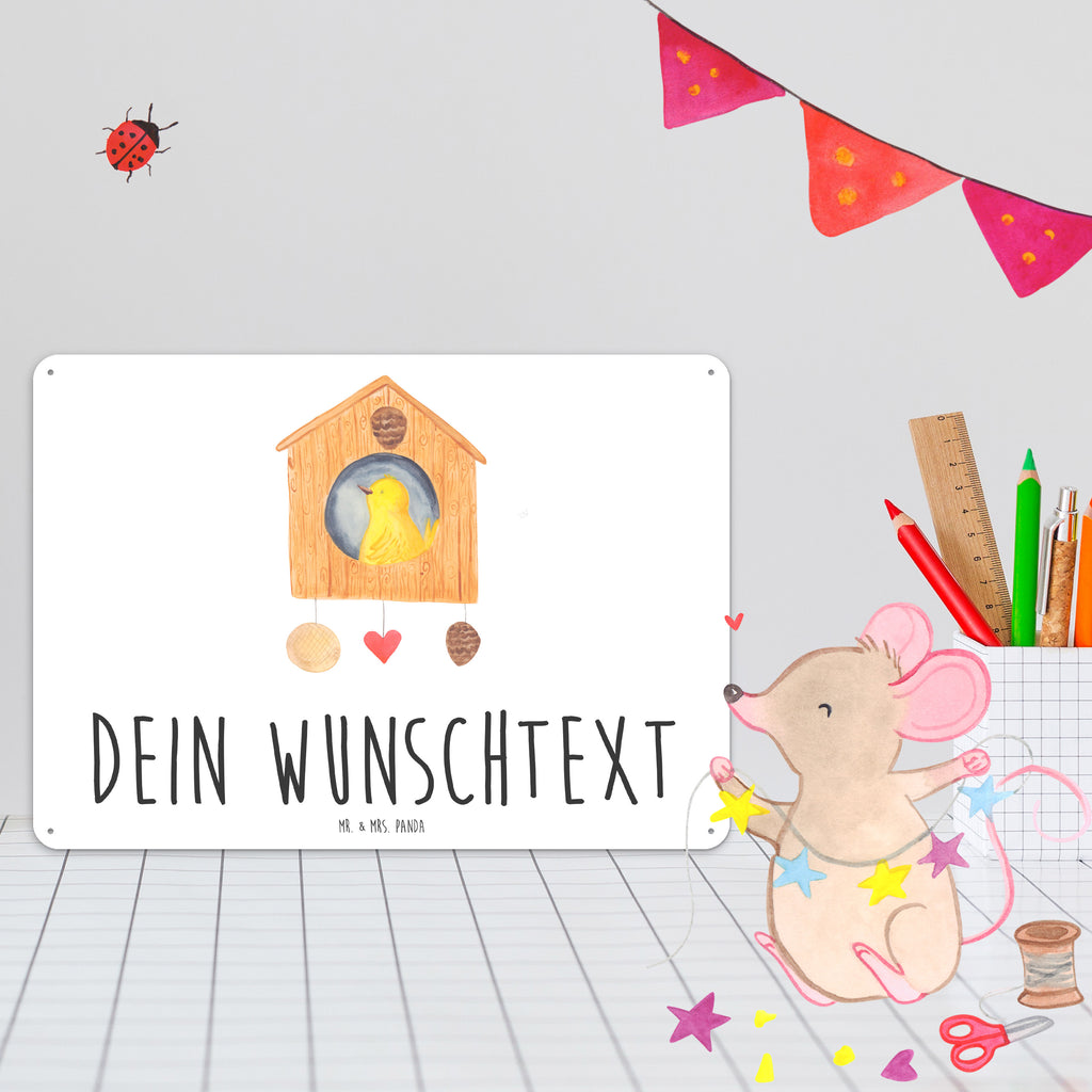 Personalisiertes Blechschild Vogelhaus sweet Home Blechschild, Metallschild, Geschenk Schild, Schild, Magnet-Metall-Schild, Deko Schild, Wandschild, Wand-Dekoration, Türschild, Tiermotive, Gute Laune, lustige Sprüche, Tiere, Vogelhaus, Vogel, Home sweet Home, Einzug, Umzug, Geschenk, Einzugsgeschenk, Hausbau, Haus