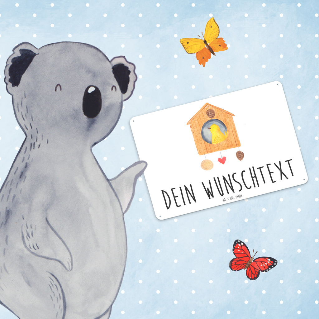 Personalisiertes Blechschild Vogelhaus sweet Home Blechschild, Metallschild, Geschenk Schild, Schild, Magnet-Metall-Schild, Deko Schild, Wandschild, Wand-Dekoration, Türschild, Tiermotive, Gute Laune, lustige Sprüche, Tiere, Vogelhaus, Vogel, Home sweet Home, Einzug, Umzug, Geschenk, Einzugsgeschenk, Hausbau, Haus