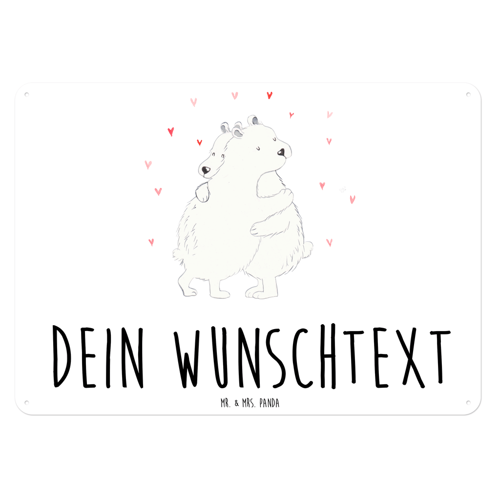 Personalisiertes Blechschild Eisbär Umarmen Blechschild, Metallschild, Geschenk Schild, Schild, Magnet-Metall-Schild, Deko Schild, Wandschild, Wand-Dekoration, Türschild, süße Tiermotive, gute Laune, lustige Sprüche, Tiere