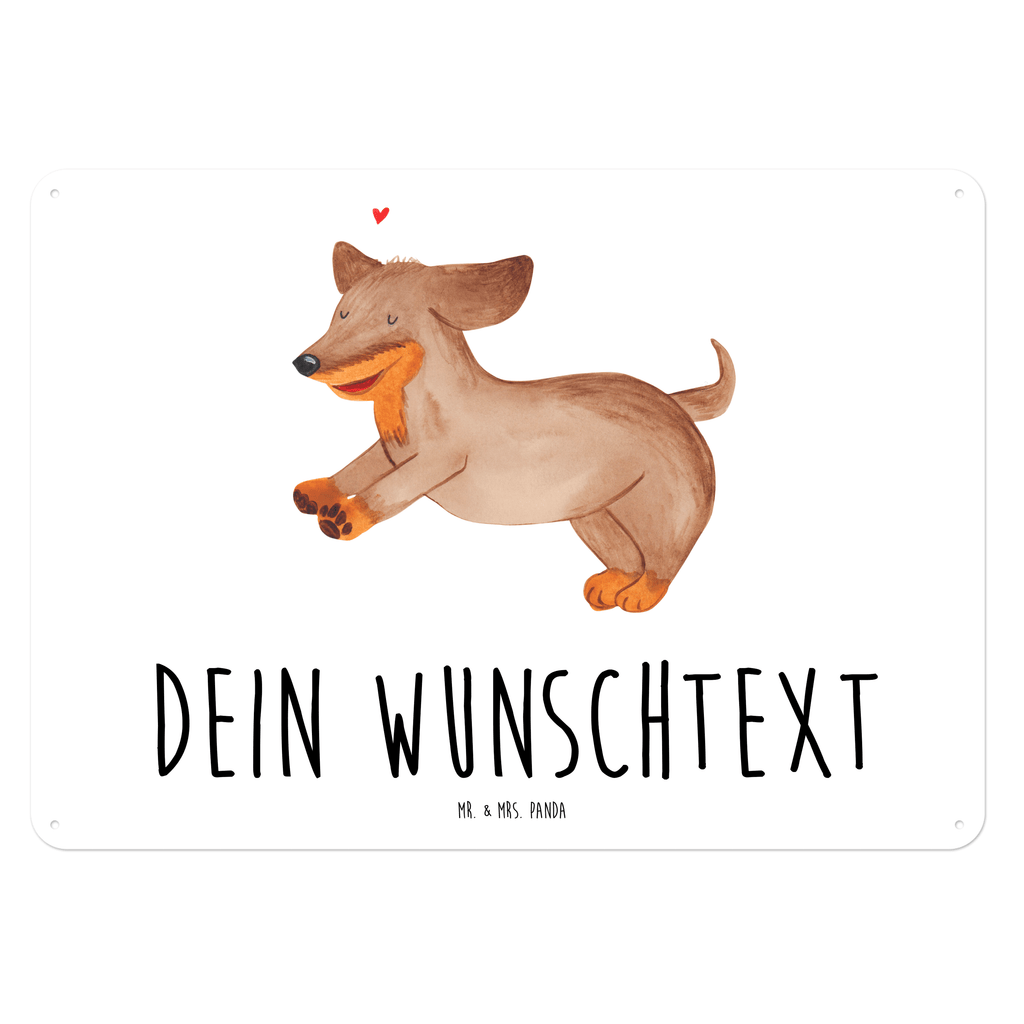 Personalisiertes Blechschild Hund Dackel fröhlich Blechschild, Metallschild, Geschenk Schild, Schild, Magnet-Metall-Schild, Deko Schild, Wandschild, Wand-Dekoration, Türschild, Hund, Hundemotiv, Haustier, Hunderasse, Tierliebhaber, Hundebesitzer, Sprüche, Hunde, Dackel, Dachshund, happy dog