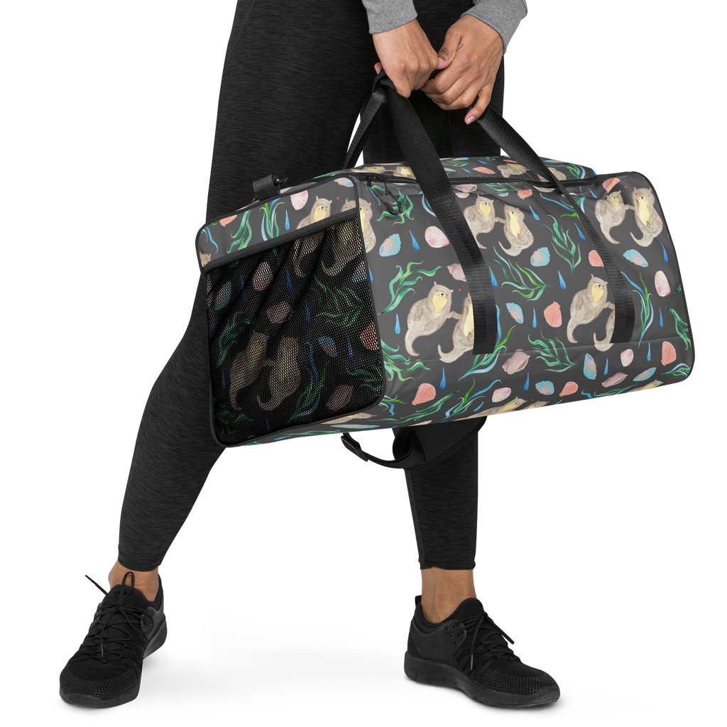 Reisetasche Otterliebe Design Reisetasche, Sporttasche, Aquarell, Otter, händchenhaltene Otter, Muscheln, Meer, Beach Design, maritim