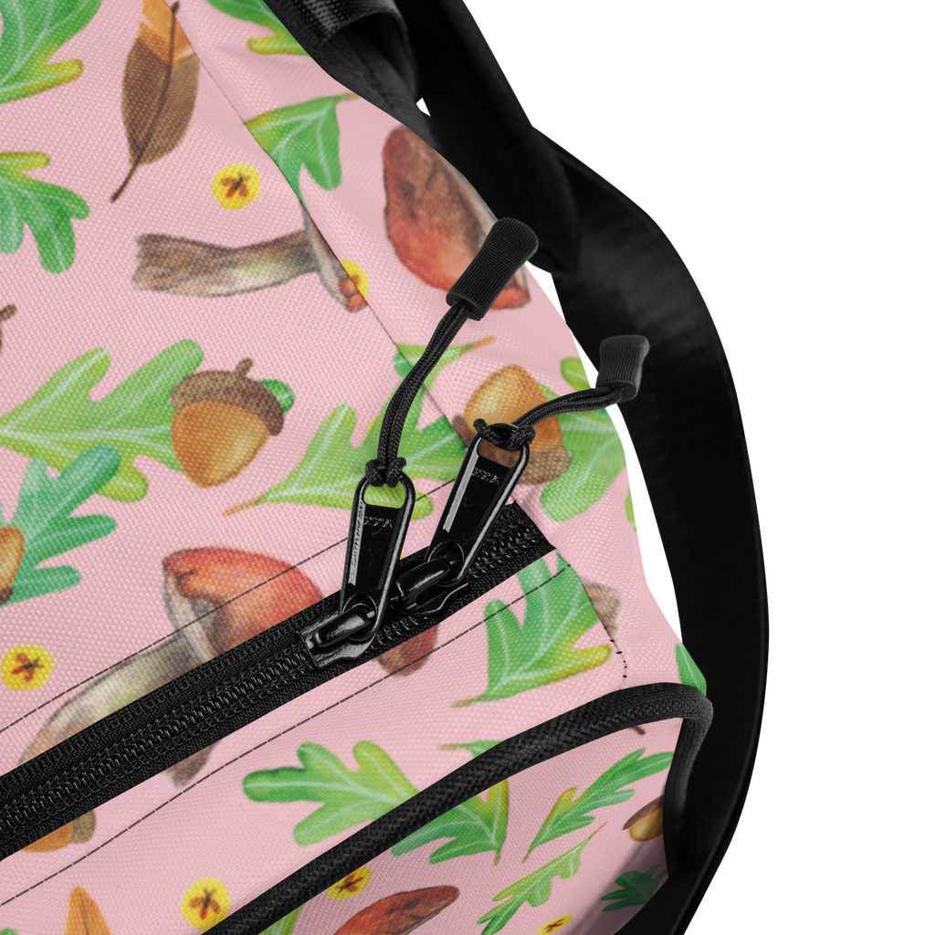 Reisetasche Waldträume Design Reisetasche, Sporttasche, Aquarell, Aquarellmuster, Pilze, Glühwürmchen, Wald, Waldspaziergang, Natur, Laub, Eiche, Blätter
