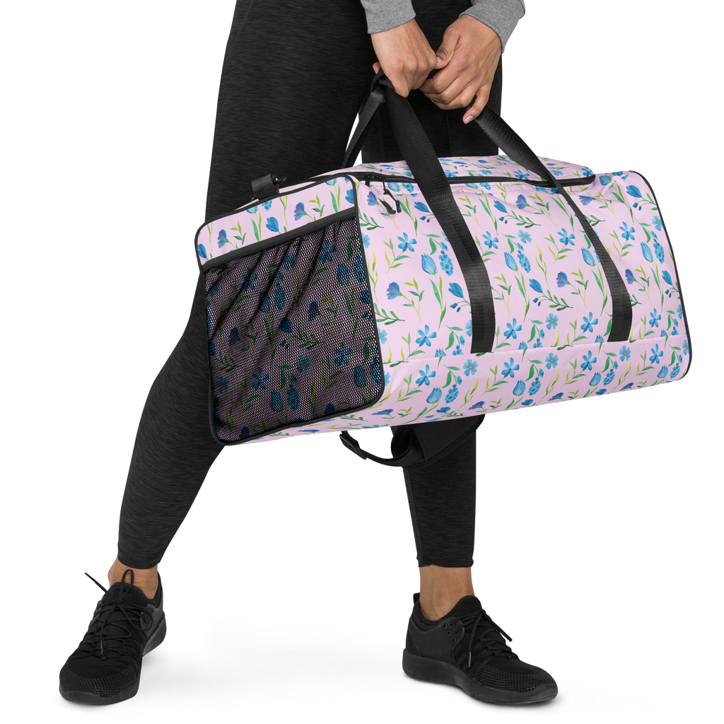 Reisetasche Sommergedanken Design Reisetasche, Sporttasche, Blumen, Blumenmuster, blaue Blumen, blaues Muster, Aquarell