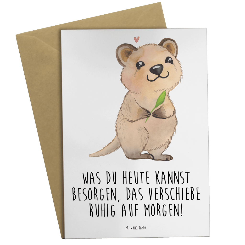 Grußkarte Quokka Happy Klappkarte, Einladungskarte, Glückwunschkarte, Hochzeitskarte, Geburtstagskarte, Karte, Tiermotive, Gute Laune, lustige Sprüche, Tiere, Quokka, Verschieben, Aufschieberitis, Lustiger Spruch, Niedliches Tier, Dinge erledigen