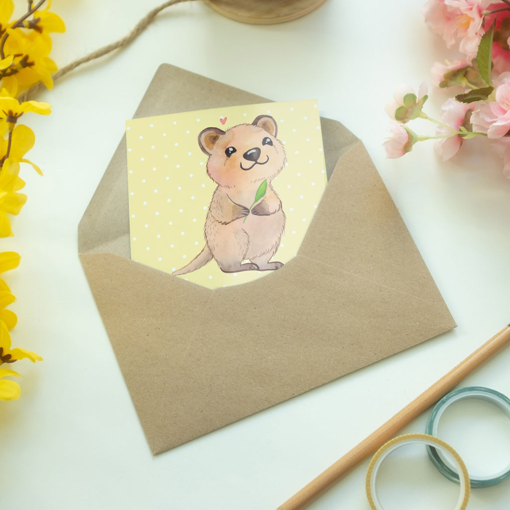Grußkarte Quokka Happy Klappkarte, Einladungskarte, Glückwunschkarte, Hochzeitskarte, Geburtstagskarte, Karte, Tiermotive, Gute Laune, lustige Sprüche, Tiere, Quokka, Verschieben, Aufschieberitis, Lustiger Spruch, Niedliches Tier, Dinge erledigen
