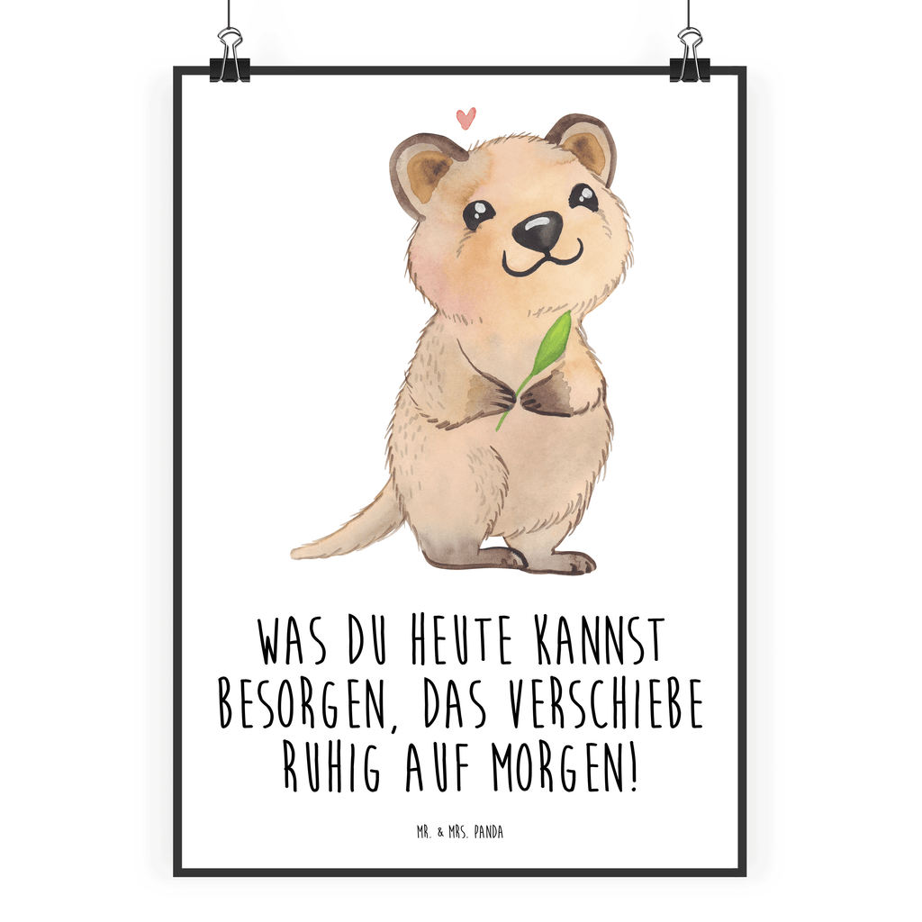 Poster Quokka Happy Poster, Wandposter, Bild, Wanddeko, Küchenposter, Kinderposter, Wanddeko Bild, Raumdekoration, Wanddekoration, Handgemaltes Poster, Mr. & Mrs. Panda Poster, Designposter, Kunstdruck, Posterdruck, Tiermotive, Gute Laune, lustige Sprüche, Tiere, Quokka, Verschieben, Aufschieberitis, Lustiger Spruch, Niedliches Tier, Dinge erledigen