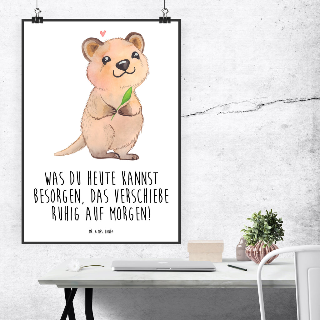 Poster Quokka Happy Poster, Wandposter, Bild, Wanddeko, Küchenposter, Kinderposter, Wanddeko Bild, Raumdekoration, Wanddekoration, Handgemaltes Poster, Mr. & Mrs. Panda Poster, Designposter, Kunstdruck, Posterdruck, Tiermotive, Gute Laune, lustige Sprüche, Tiere, Quokka, Verschieben, Aufschieberitis, Lustiger Spruch, Niedliches Tier, Dinge erledigen