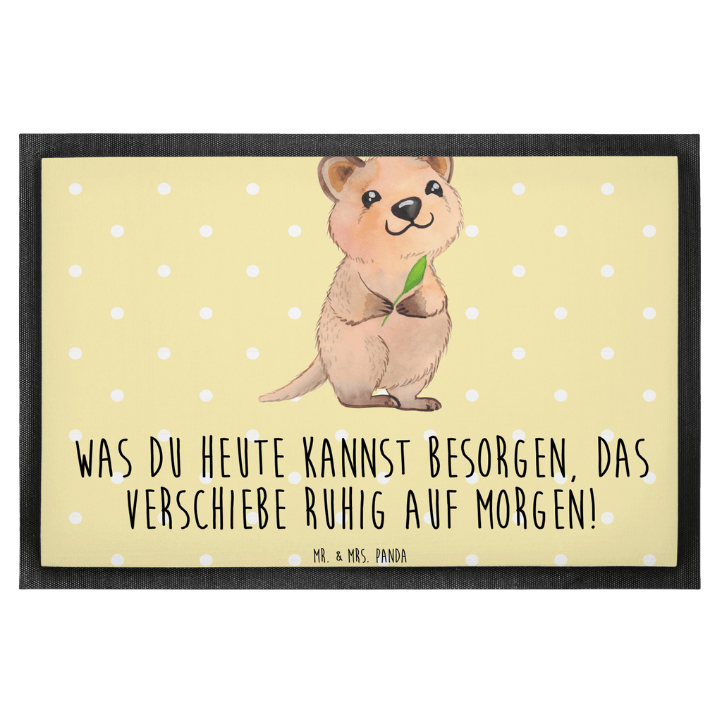 Fußmatte Quokka Happy Türvorleger, Schmutzmatte, Fußabtreter, Matte, Schmutzfänger, Fußabstreifer, Schmutzfangmatte, Türmatte, Motivfußmatte, Haustürmatte, Vorleger, süße Tiermotive, gute Laune, lustige Sprüche, Tiere, Quokka, Verschieben, Aufschieberitis, Lustiger Spruch, Niedliches Tier, Dinge erledigen