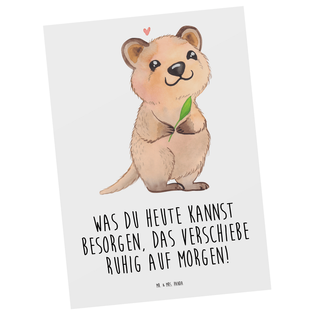 Postkarte Quokka Happy Geschenkkarte, Grußkarte, Karte, Einladung, Ansichtskarte, Geburtstagskarte, Einladungskarte, Dankeskarte, Tiermotive, Gute Laune, lustige Sprüche, Tiere, Quokka, Verschieben, Aufschieberitis, Lustiger Spruch, Niedliches Tier, Dinge erledigen