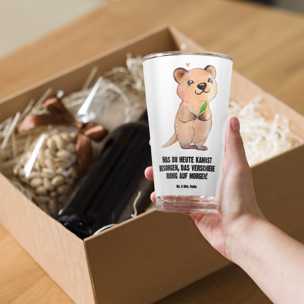 Premium Trinkglas Quokka Happy Trinkglas, Glas, Pint Glas, Bierglas, Cocktail Glas, Wasserglas, Tiermotive, Gute Laune, lustige Sprüche, Tiere, Quokka, Verschieben, Aufschieberitis, Lustiger Spruch, Niedliches Tier, Dinge erledigen