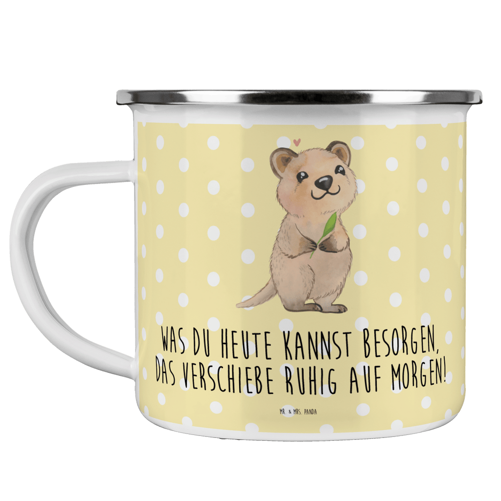 Camping Emaille Tasse Quokka Happy Campingtasse, Trinkbecher, Metalltasse, Outdoor Tasse, Emaille Trinkbecher, Blechtasse Outdoor, Emaille Campingbecher, Edelstahl Trinkbecher, Metalltasse für Camping, Kaffee Blechtasse, Camping Tasse Metall, Tiermotive, Gute Laune, lustige Sprüche, Tiere, Quokka, Verschieben, Aufschieberitis, Lustiger Spruch, Niedliches Tier, Dinge erledigen