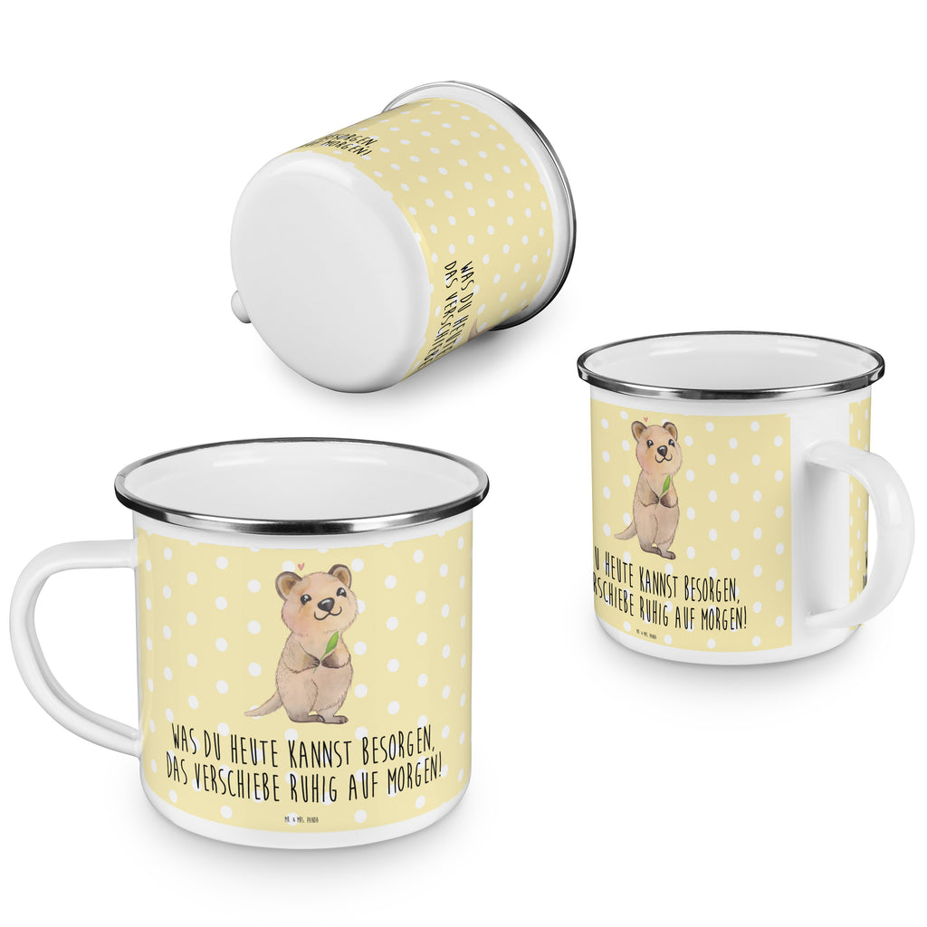Camping Emaille Tasse Quokka Happy Campingtasse, Trinkbecher, Metalltasse, Outdoor Tasse, Emaille Trinkbecher, Blechtasse Outdoor, Emaille Campingbecher, Edelstahl Trinkbecher, Metalltasse für Camping, Kaffee Blechtasse, Camping Tasse Metall, Tiermotive, Gute Laune, lustige Sprüche, Tiere, Quokka, Verschieben, Aufschieberitis, Lustiger Spruch, Niedliches Tier, Dinge erledigen