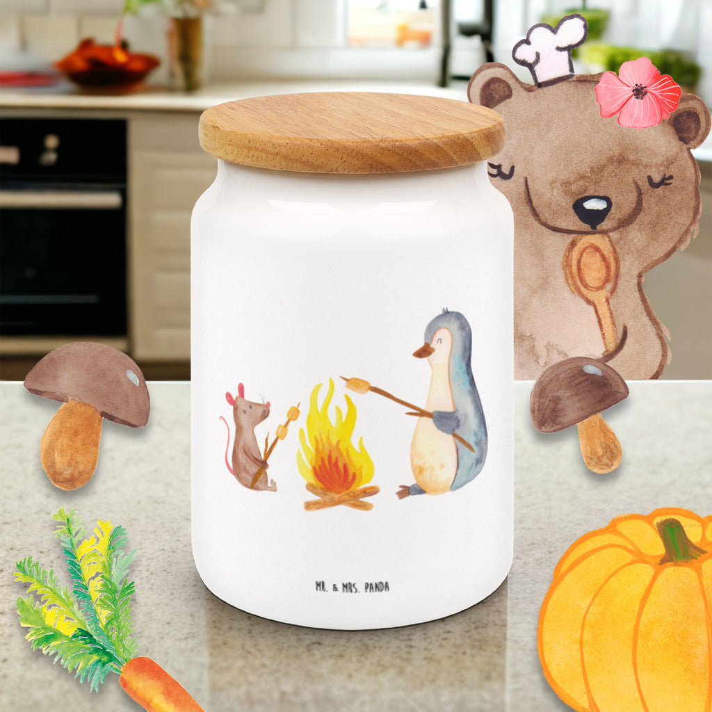 Vorratsdose Pinguin Lagerfeuer Pinguin, Maus, Pinguine, Lagerfeuer, Leben, Arbeit, Job, Motivation, Büro, Büroalltag, Lebensspruch, Lebensmotivation, Neustart, Liebe, grillen, Feuer, Marshmallows Vorratsdose, Keksdose, Keramikdose, Leckerlidose, Dose  Pinguin