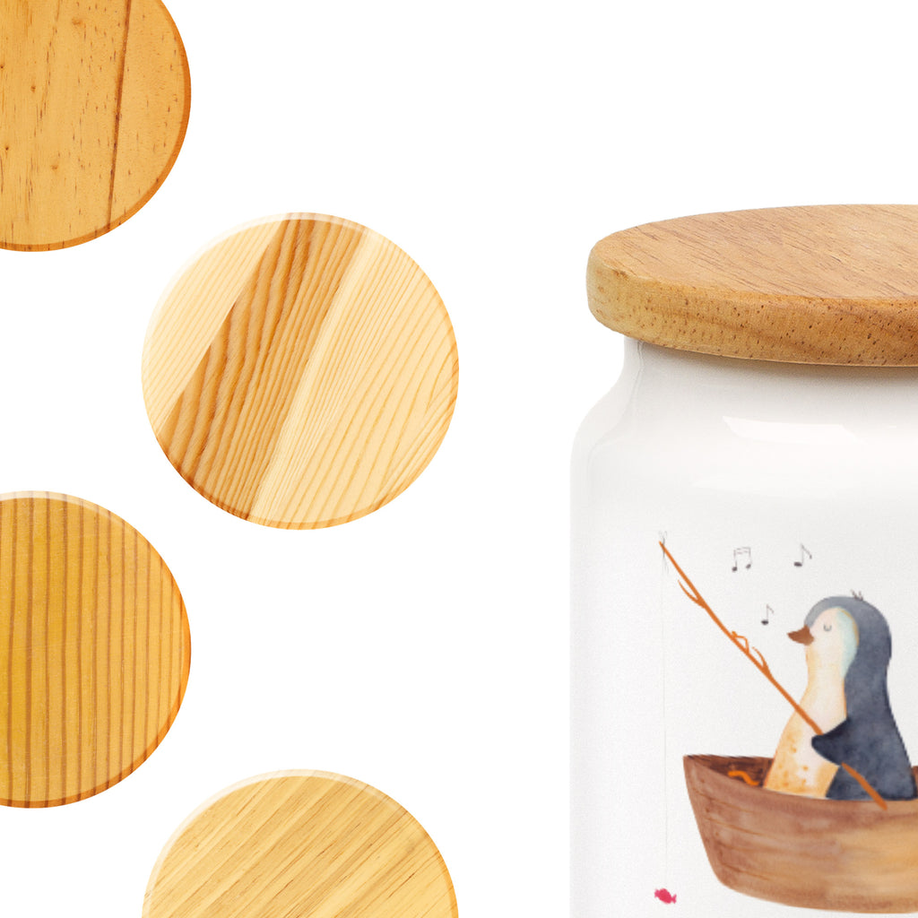Vorratsdose Pinguin Angelboot Pinguin, Pinguine, Angeln, Boot, Angelboot, Lebenslust, Leben, genießen, Motivation, Neustart, Neuanfang, Trennung, Scheidung, Geschenkidee Liebeskummer,	 Vorratsdose, Keksdose, Keramikdose, Leckerlidose, Dose  Pinguin