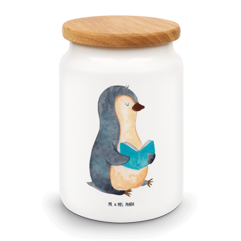 Vorratsdose Pinguin Buch Pinguin, Pinguine, Buch, Lesen, Bücherwurm, Nichtstun, Faulenzen, Ferien, Urlaub, Freizeit,	 Vorratsdose, Keksdose, Keramikdose, Leckerlidose, Dose  Pinguin