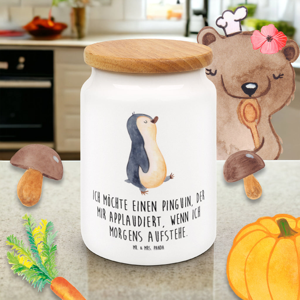 Vorratsdose Pinguin marschierend Pinguin, Pinguine, Frühaufsteher, Langschläfer, Bruder, Schwester, Familie	 Vorratsdose, Keksdose, Keramikdose, Leckerlidose, Dose  Pinguin