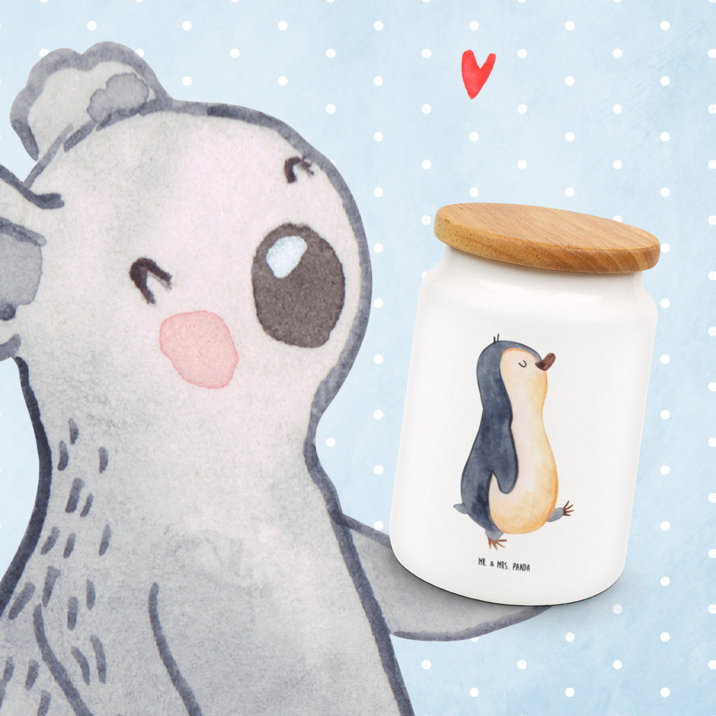 Vorratsdose Pinguin marschierend Pinguin, Pinguine, Frühaufsteher, Langschläfer, Bruder, Schwester, Familie	 Vorratsdose, Keksdose, Keramikdose, Leckerlidose, Dose  Pinguin