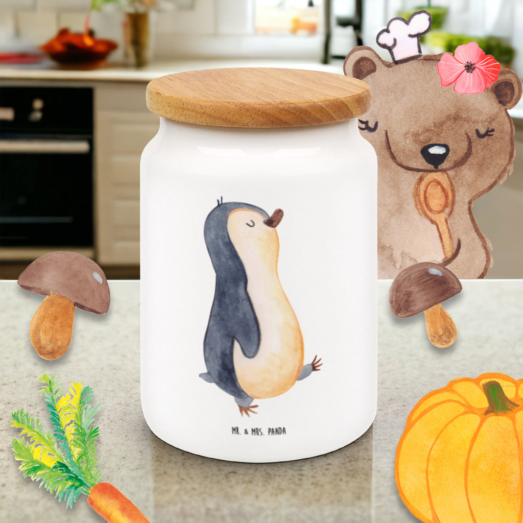 Vorratsdose Pinguin marschierend Pinguin, Pinguine, Frühaufsteher, Langschläfer, Bruder, Schwester, Familie	 Vorratsdose, Keksdose, Keramikdose, Leckerlidose, Dose  Pinguin