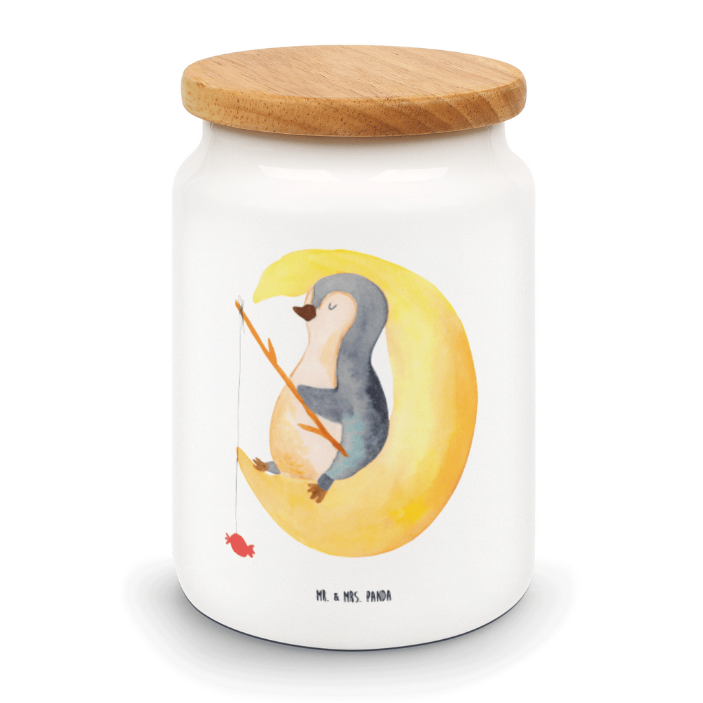 Vorratsdose Pinguin Mond Pinguin, Pinguine, Spruch, schlafen, Nachtruhe, Einschlafen, Schlafzimmer, Schlafstörungen, Gästezimmer,	 Vorratsdose, Keksdose, Keramikdose, Leckerlidose, Dose  Pinguin
