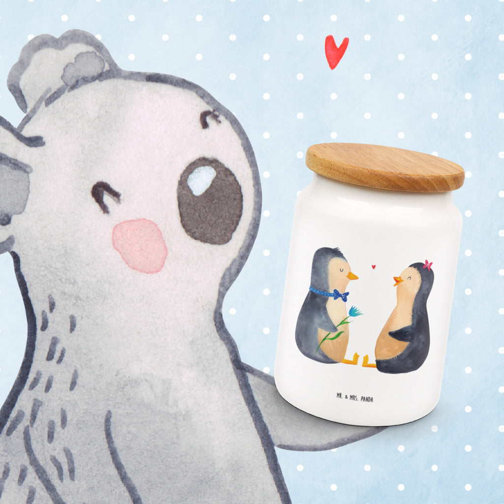 Vorratsdose Pinguin Pärchen Pinguin, Pinguine, Liebe, Liebespaar, Liebesbeweis, Liebesgeschenk, Verlobung, Jahrestag, Hochzeitstag, Hochzeit, Hochzeitsgeschenk, große Liebe, Traumpaar Vorratsdose, Keksdose, Keramikdose, Leckerlidose, Dose  Pinguin