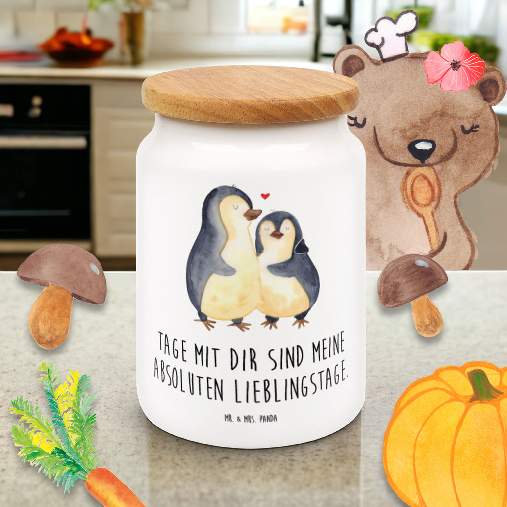 Vorratsdose Pinguin umarmend Pinguin, Liebe, Liebespaar, Liebesbeweis, Liebesgeschenk, Verlobung, Jahrestag, Hochzeitstag, Hochzeit, Hochzeitsgeschenk Vorratsdose, Keksdose, Keramikdose, Leckerlidose, Dose  Pinguin