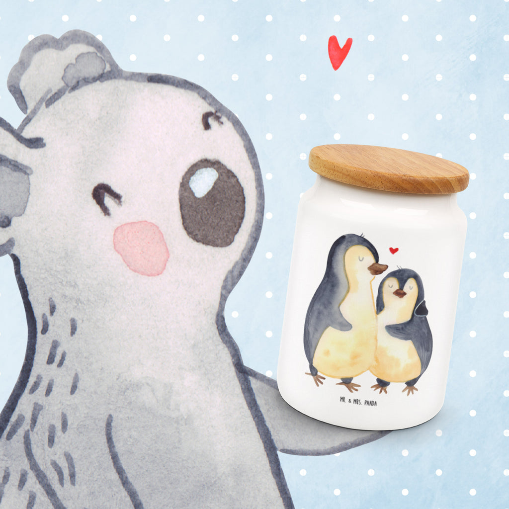 Vorratsdose Pinguin umarmend Pinguin, Liebe, Liebespaar, Liebesbeweis, Liebesgeschenk, Verlobung, Jahrestag, Hochzeitstag, Hochzeit, Hochzeitsgeschenk Vorratsdose, Keksdose, Keramikdose, Leckerlidose, Dose  Pinguin