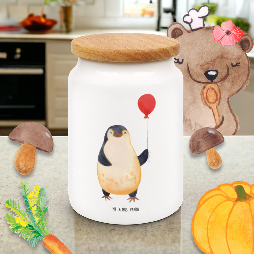 Vorratsdose Pinguin Luftballon Pinguin, Pinguine, Luftballon, Tagträume, Lebenslust, Geschenk Freundin, Geschenkidee, beste Freundin, Motivation, Neustart, neues Leben, Liebe, Glück Vorratsdose, Keksdose, Keramikdose, Leckerlidose, Dose  Pinguin