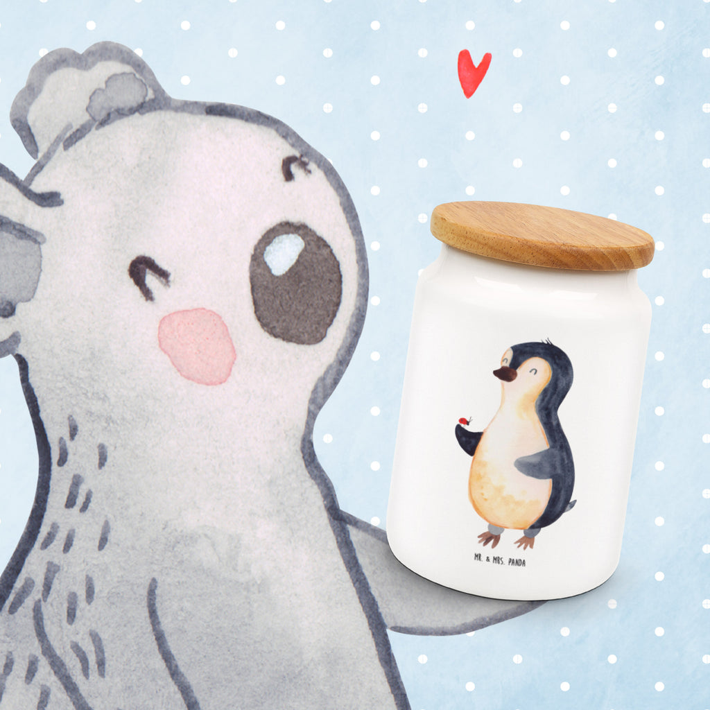 Vorratsdose Pinguin Marienkäfer Pinguin, Pinguine, Marienkäfer, Liebe, Wunder, Glück, Freude, Lebensfreude Vorratsdose, Keksdose, Keramikdose, Leckerlidose, Dose  Pinguin