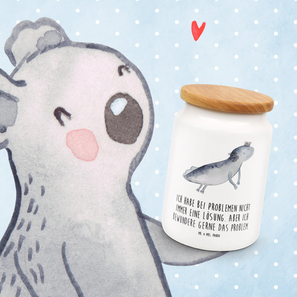 Vorratsdose Axolotl schwimmt Axolotl, Axolot, Schwanzlurch, Lurch, Lurche, Problem, Probleme, Lösungen, Motivation,  Vorratsdose, Keksdose, Keramikdose, Leckerlidose, Dose  Axolotl, Molch
