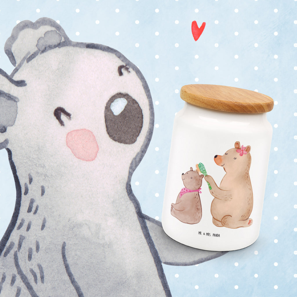Vorratsdose Bär mit Kind Geschenk, Muttertag, Mutti, Mama, Mutter Vorratsdose, Keksdose, Keramikdose, Leckerlidose, Dose  Familie, Vatertag, Muttertag, Bruder, Schwester, Mama, Papa, Oma, Opa