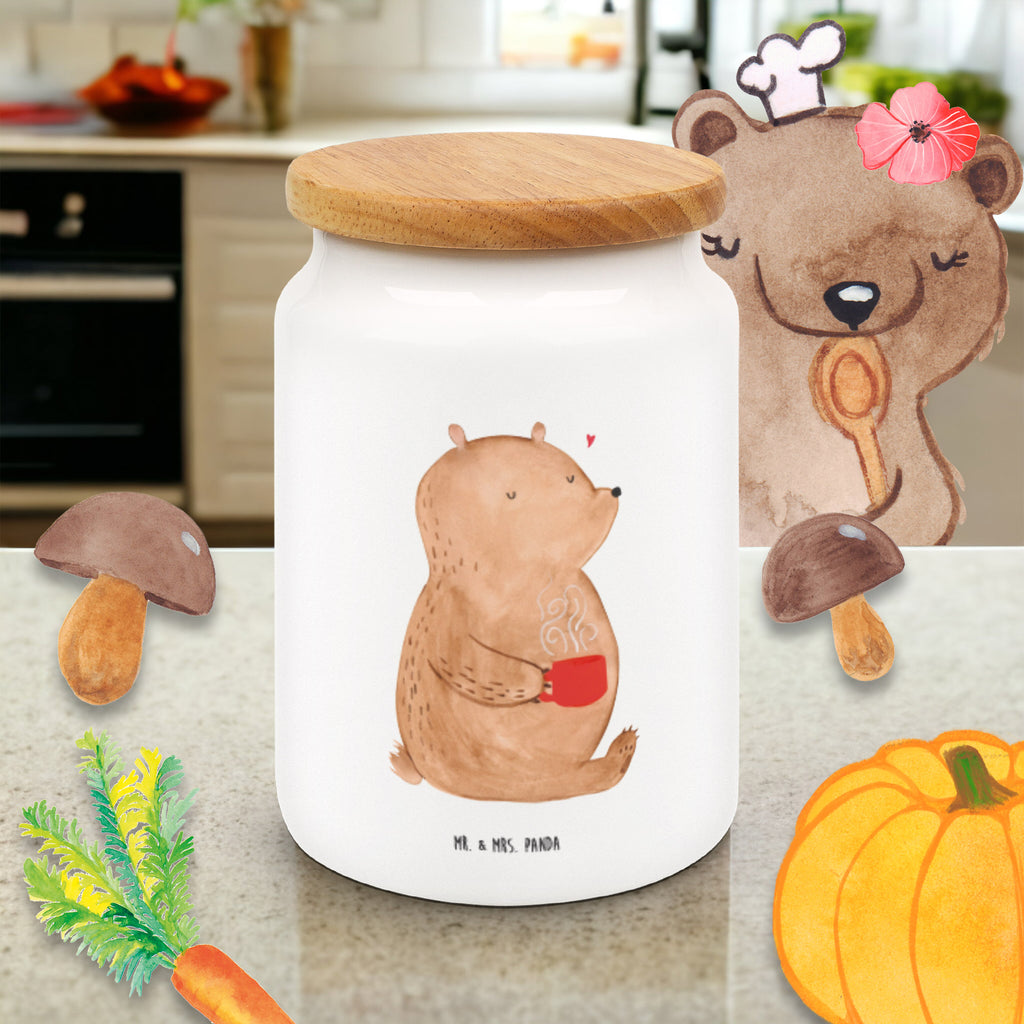 Vorratsdose Bär Kaffee Kaffee, Coffee, Bär, Bären, guten Morgen, Morgenroutine, Welt erobern, Welt retten, Motivation	 Vorratsdose, Keksdose, Keramikdose, Leckerlidose, Dose  Bär, Teddy, Teddybär