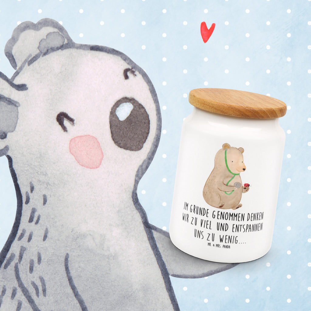 Vorratsdose Bär Arzt Bär, Arzt, Ärztin, Doktor, Professor, Doktorin, Professorin Vorratsdose, Keksdose, Keramikdose, Leckerlidose, Dose  Bär, Teddy, Teddybär