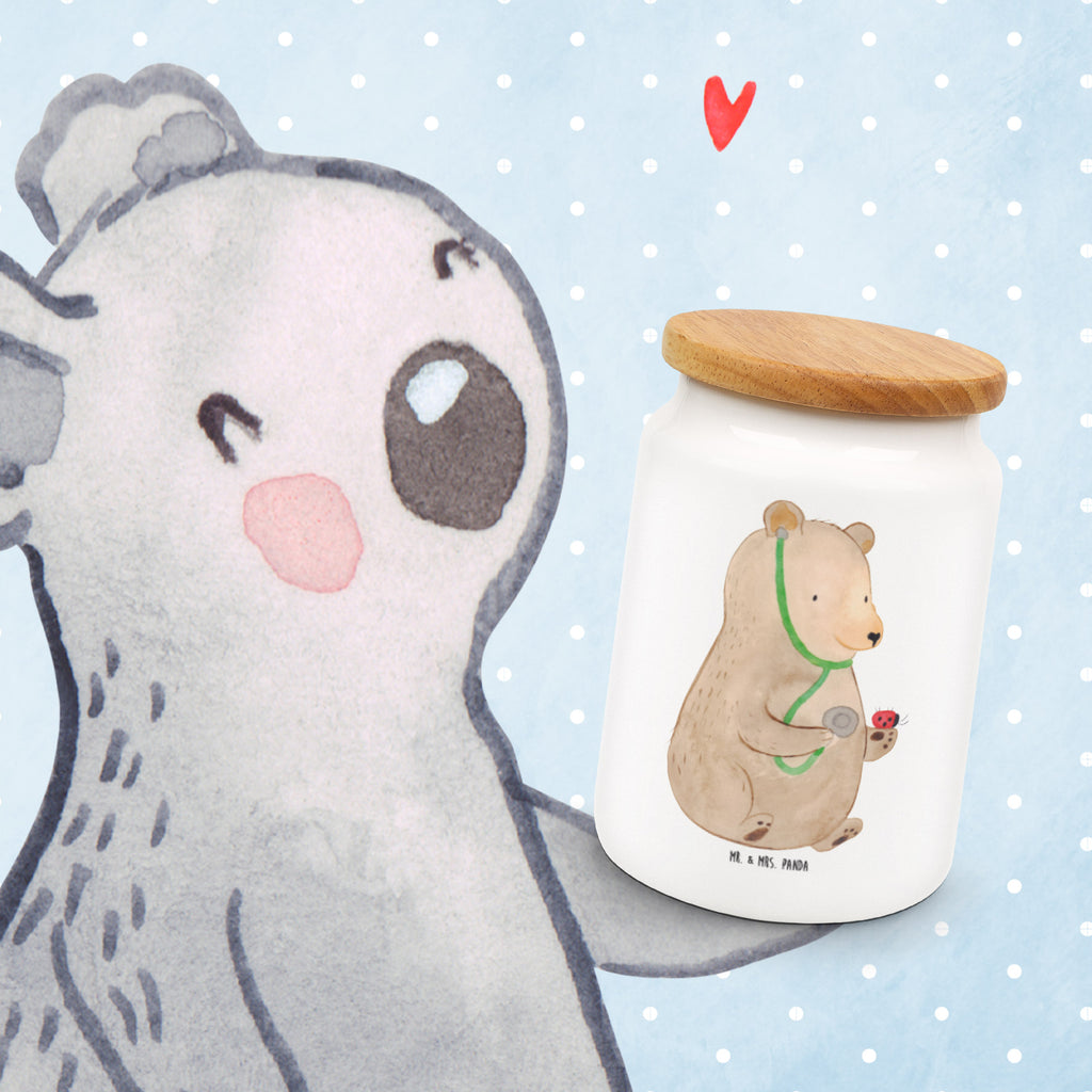 Vorratsdose Bär Arzt Bär, Arzt, Ärztin, Doktor, Professor, Doktorin, Professorin Vorratsdose, Keksdose, Keramikdose, Leckerlidose, Dose  Bär, Teddy, Teddybär
