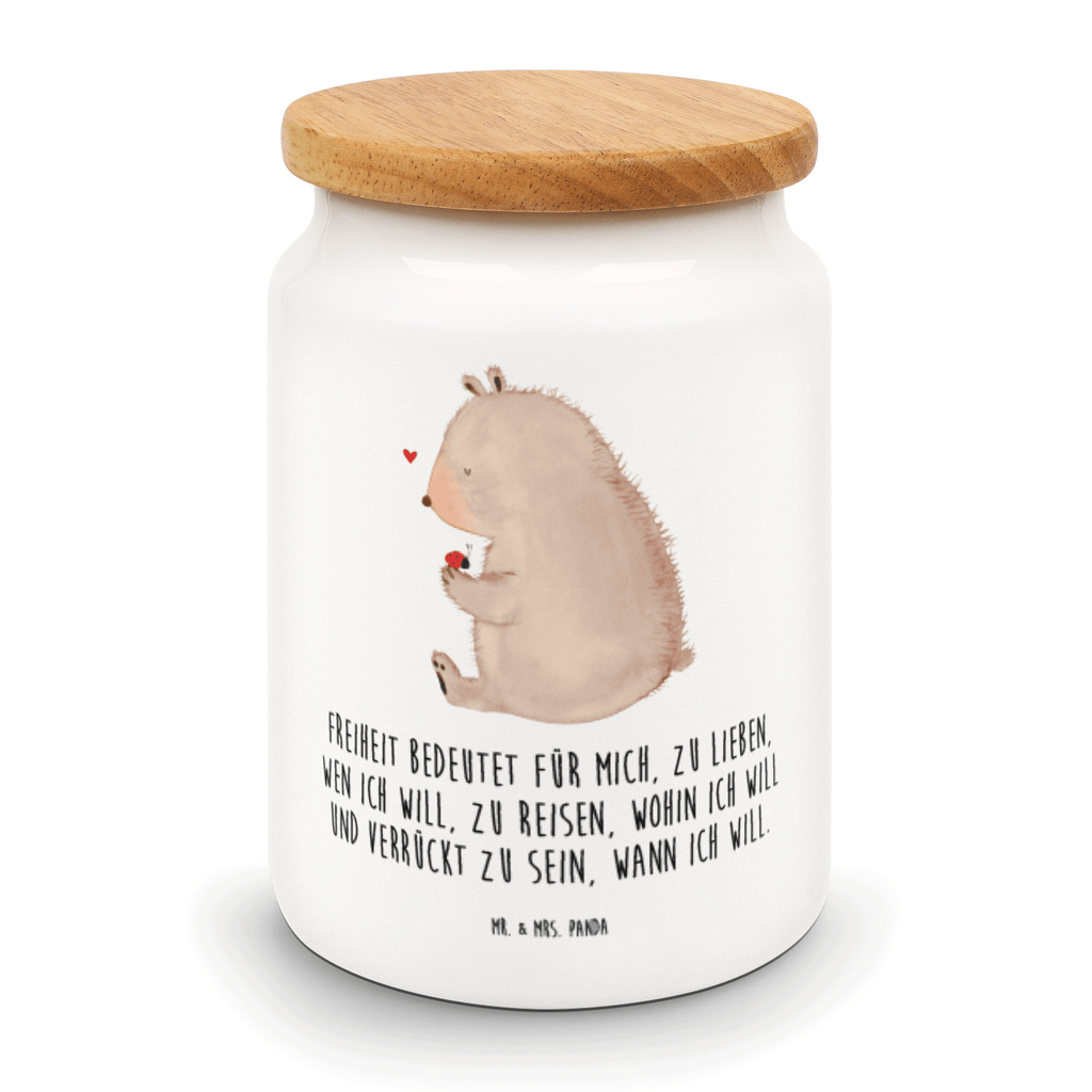 Vorratsdose Bär mit Marienkäfer Bär, Marienkäfer, Liebe, Freiheit, Motivation, Das Leben ist schön Vorratsdose, Keksdose, Keramikdose, Leckerlidose, Dose  Bär, Teddy, Teddybär